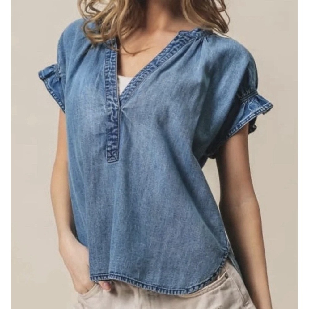Pilcro Denim Blue Short-Sleeve Tunic